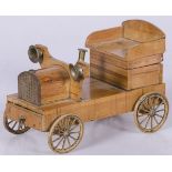 A "folk art" antique open wooden "brass car" desk set.