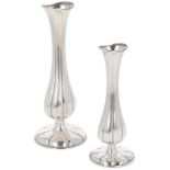 (2) piece set of silver vases.