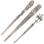 (3) piece lot with silver letter openers.