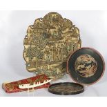 A lot with various Asian items a.w. an ivory model of a dragon boat, China, 1900 and later.