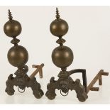 A set of (2) bronze andirons/ fire dogs, France, late 19th century.