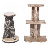 A lot of (2) marble Art Deco-style plant stands, 1st half of the 20th century.