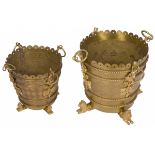 A set of (2) various Hollywood style bronze planters/ jardinières, France, mid. 20th century.