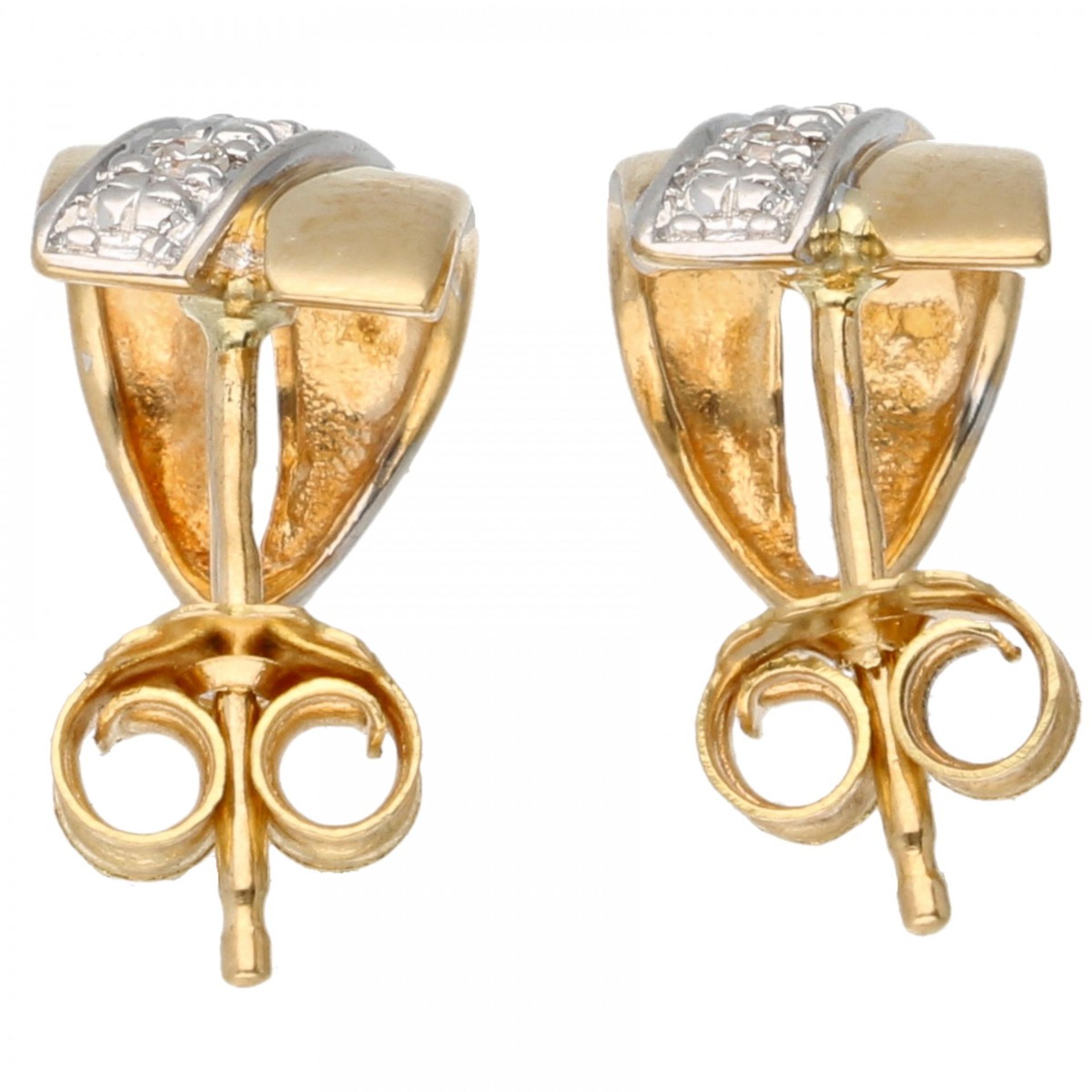 Bicolor gold earrings set with diamond - 18 ct. - Image 2 of 2