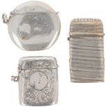 (3) piece lot of Vesta cases (tinder boxes) silver.