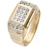 Yellow gold signet ring set with approx. 0.20 ct. diamond - 14 ct.
