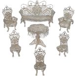 (7) piece lot miniature furniture silver.