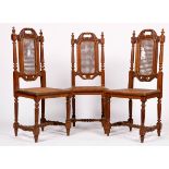 A set of (3) dining chairs, Dutch, 19th century.