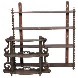 A lot of (2) wall shelf etageres, Holland, ca. 1900.