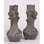 A set of (2) ZAMAC Art Nouveau decorative vases, 1st half 20th century.