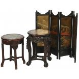 A lot with (3) Asian furniture pieces, China, 20th century.