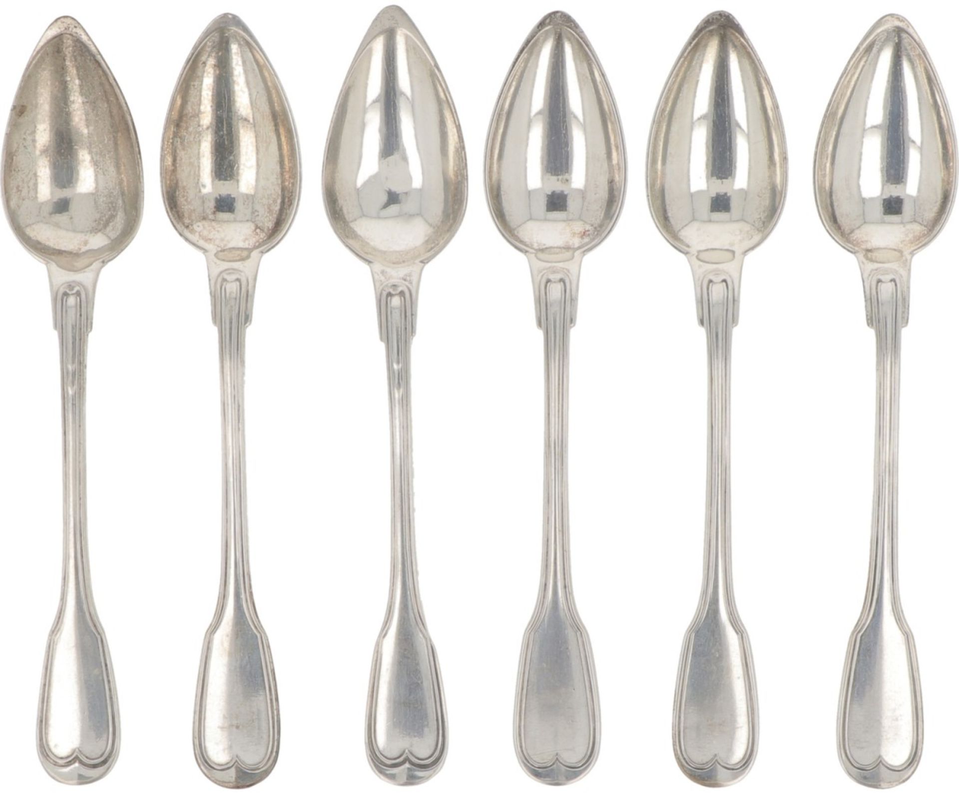 (6) piece set of ice cream spoons silver.