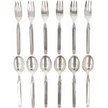 (12) piece set of cutlery parts, silver-plated.