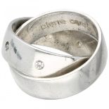 Double silver Pierre Cardin ring, one with zirconia - 925/1000.