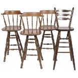 A lot of (4) various bar stools/ chairs, 20th century.