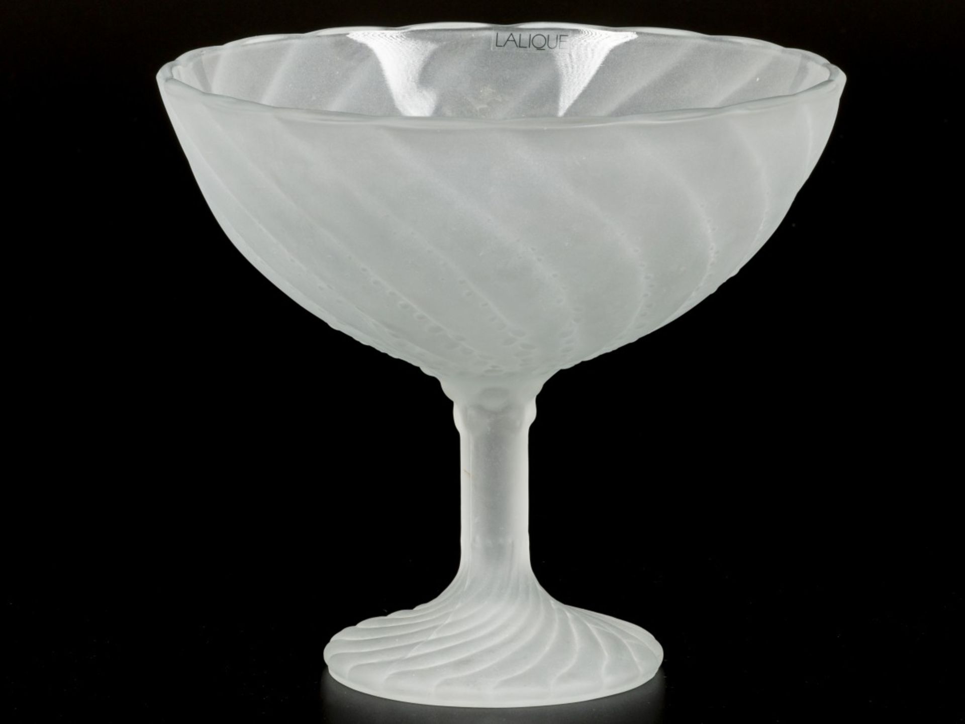 A Lalique frosted/satin glass tazza, marked: Lalique, France, 20th century.