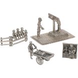 (4) piece lot miniatures silver.