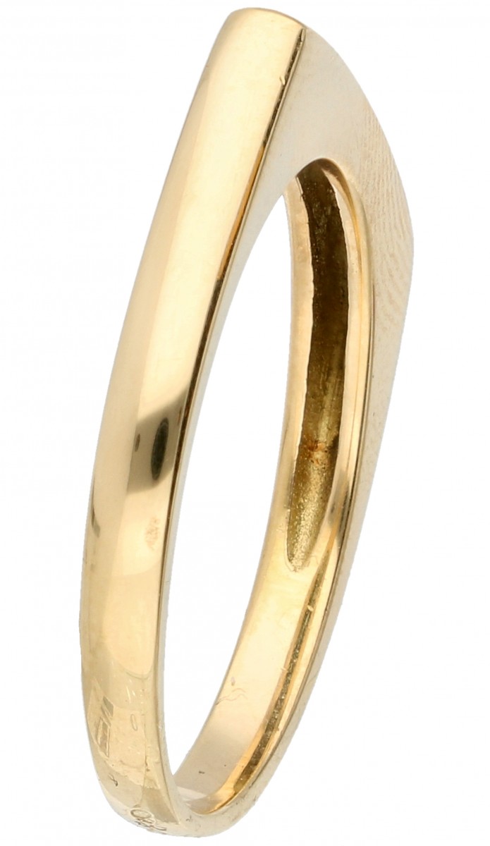 Yellow gold tank ring set with approx. 0.07 ct. diamond - 18 ct. - Image 2 of 2