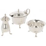 (3) piece condiment set silver.