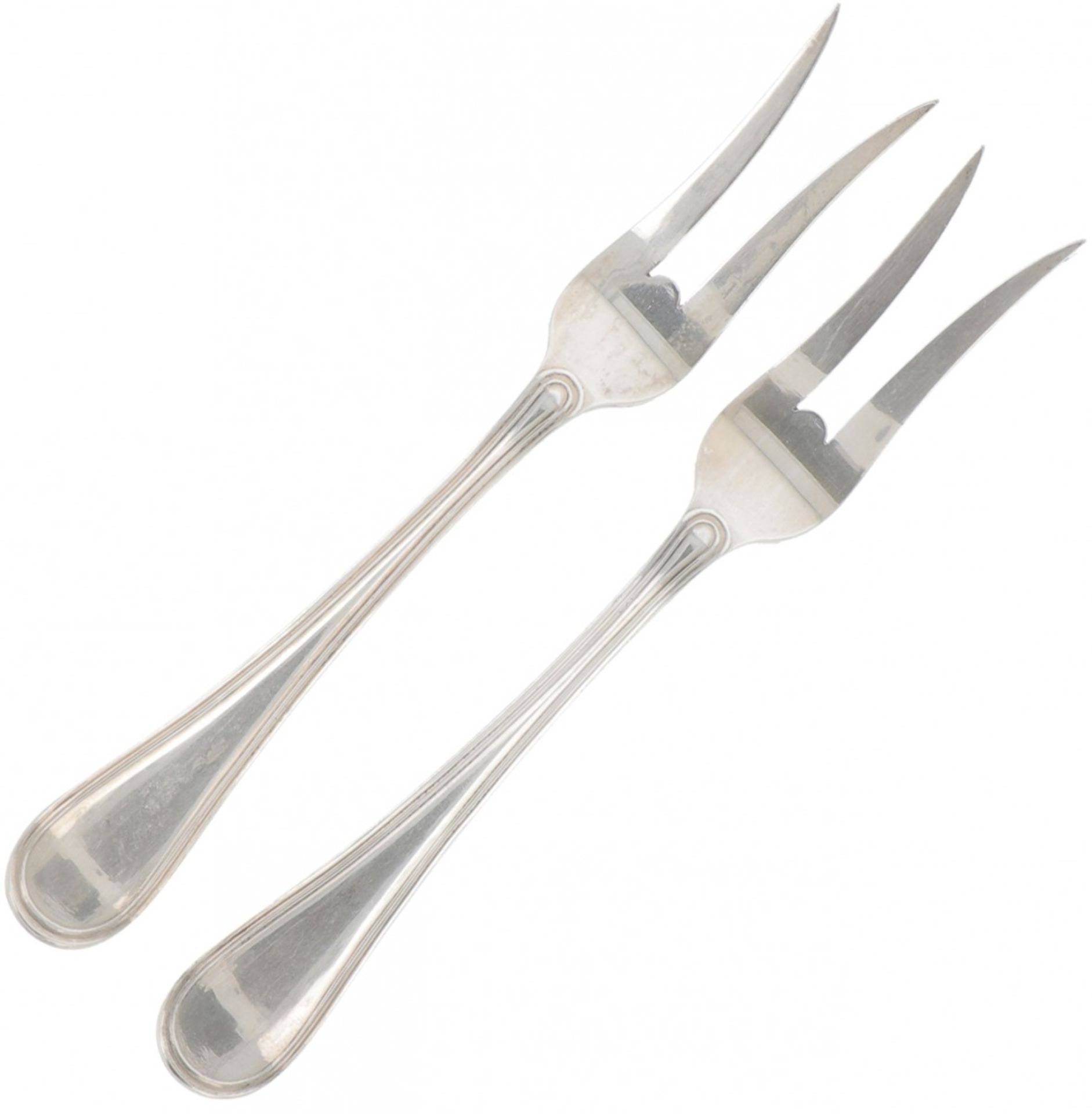 (2) piece set of meat forks silver.