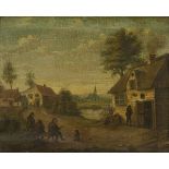 Dutch School, 19th. C. Activities in a small village.