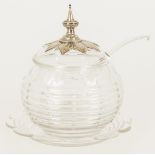 A crystal bowl-lidded punch bowl, the lid executed with silver mount.