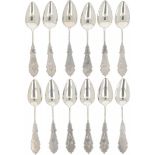 (12) piece set of silver coffee spoons.