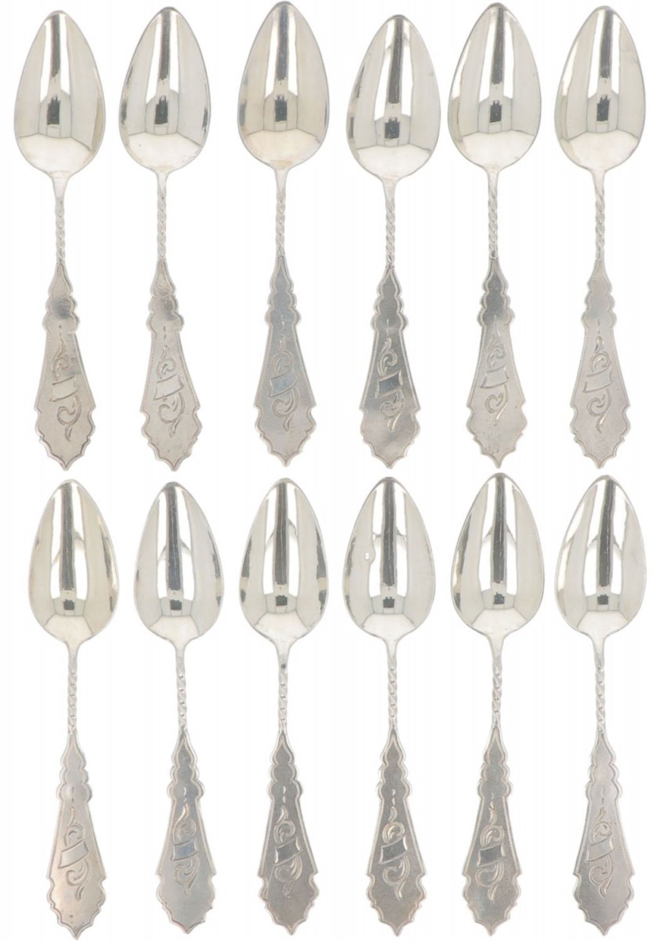 (12) piece set of silver coffee spoons.