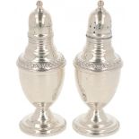 (2) piece set of salt & pepper shakers silver.