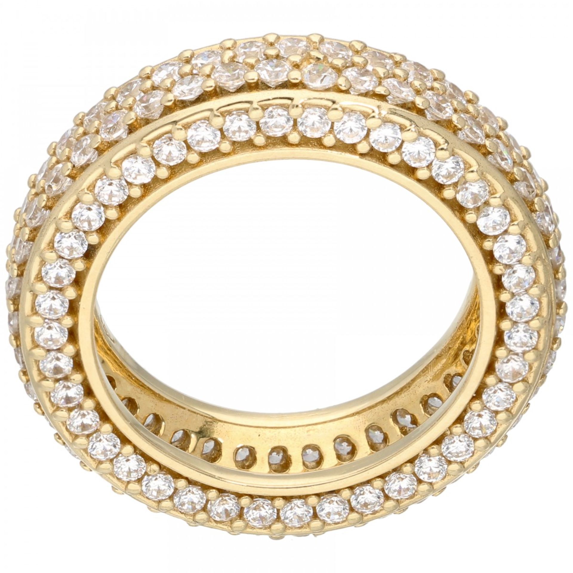 Yellow gold band ring set with zirconia in a pavé setting - 14 ct. - Image 2 of 2