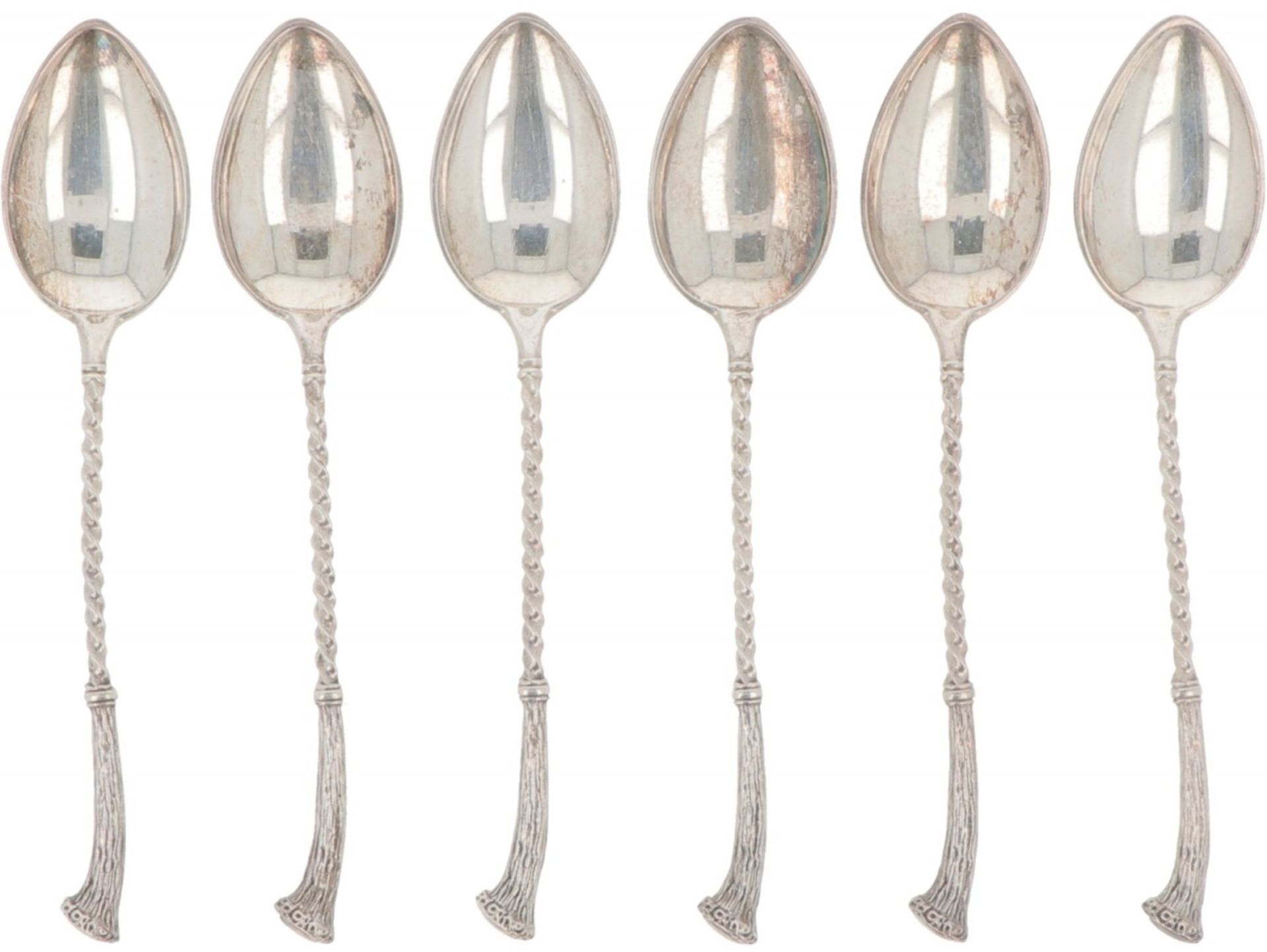 (6) piece set of silver coffee spoons.