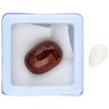 Lot of GLI Certified Natural Hessonite Garnet Gemstone 11.30 ct. and GJSPC Certified Natural White O