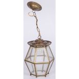 A brass hexagonal lantern, 2nd half 20th century.