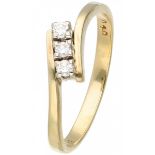 Yellow gold ring set with approx. 0.09 ct. diamond - 14 ct.