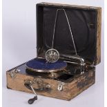 A gramophone player in wooden case, 1st half 20th century.