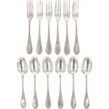 (12) piece set of cutlery parts (Ercuis Paris) silver-plated.