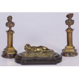 A lot comprised of (3) various bronze desk ornaments, France, late 19th century and later.