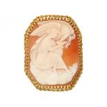 Shell cameo brooch in a yellow gold frame - 14 ct.