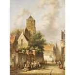 Follower of Cornelis Springer, 20th Century, A view in a city.