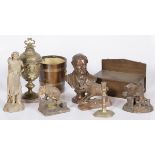 A lot miscellaneous items consisting of a champagne cooler and various figures.