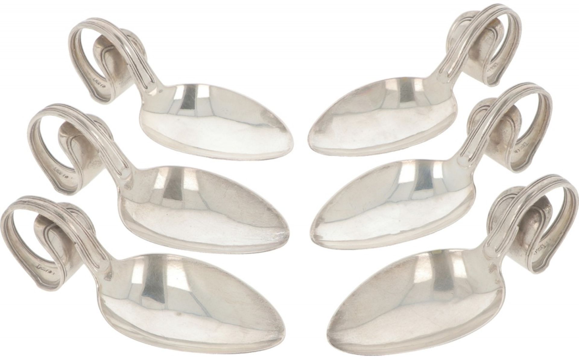 (6) piece set amuse spoons silver.