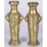 A set of (2) copper Art-Nouveau chimney vases, Belgium, 1st quarter 20th century.