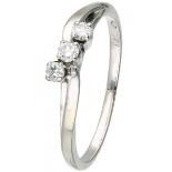 White gold three-stone ring set with approx. 0.14 ct. diamond - 14 ct.
