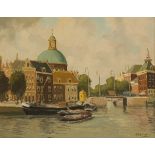 Johanna Carolina Marie Gram (Den Haag 1865 - 1930). View of Het Singel, Amsterdam with the Koepelker