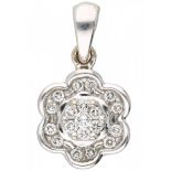 White gold flower-shaped pendant set with approx. 0.21 ct.diamond - 18 ct.