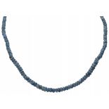 Single strand necklace with a 925/1000 silver closure, completely set with natural blue sapphire.