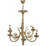 A goldpainted bronze Louis XVI-stijl, pendant chandelier, France, mid. 20th century.