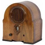 A wood Amsterdam School-style radio, Dutch(?), 20th century.