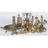 A lot of various copperware and pewterware a.w. candle holders, 20th century.