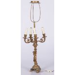 A brass four light bouilotte-lamp, France, 2nd half 20th century.